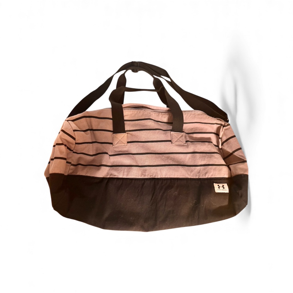Under Armour Black and Cream Striped Duffel Bag